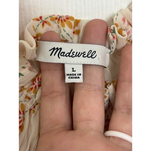 Madewell Butterfly Smocked Neck Top Size Large Fairycore Y2K Coquette Soft Girl - Picture 3 of 9